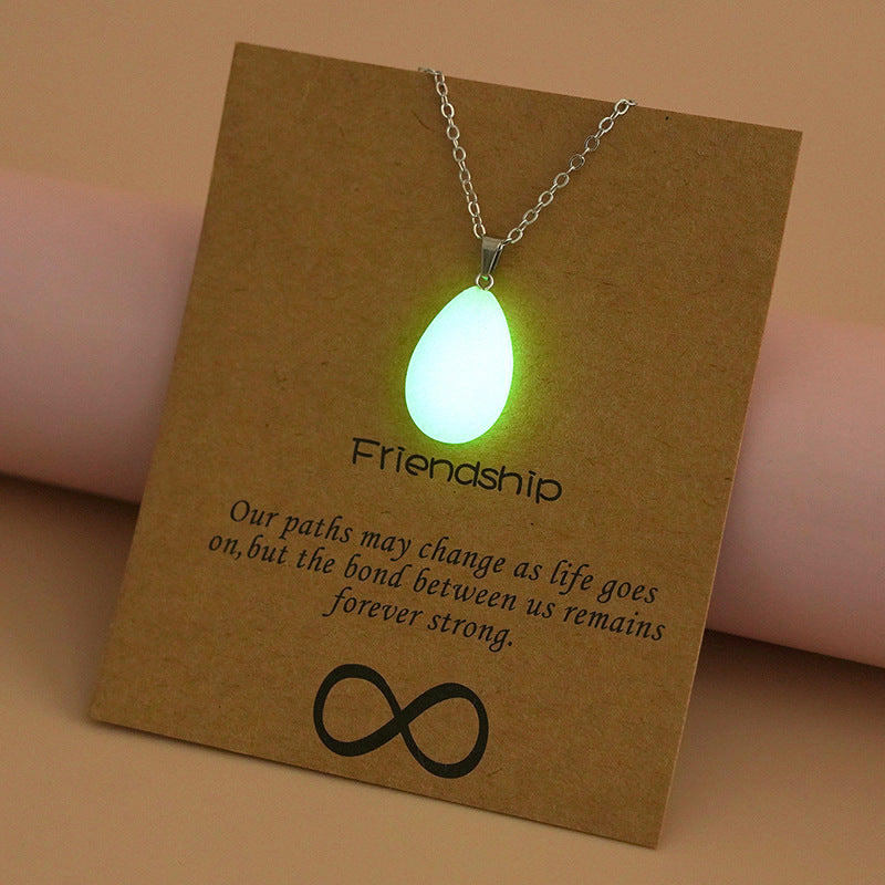 Europe And America Best Selling Luminous Pendant Card Necklace Love - kmtell.com