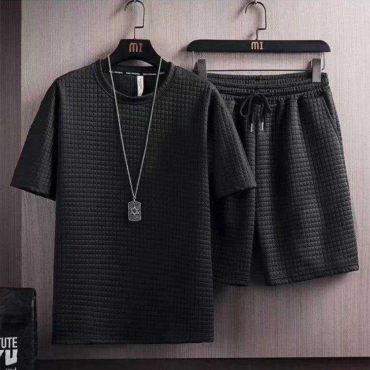 Summer Half Sleeves T-shirt Shorts New Two-piece Suit Casual Simple Men's Clothing - kmtell.com