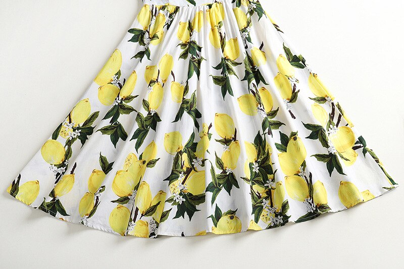 Big Size 4XL Lemon Print Summer Vintage Dress Sleeveless Cotton Women Pin Up Retro Dress Elegant Party Vestidos Office Dresses - kmtell.com