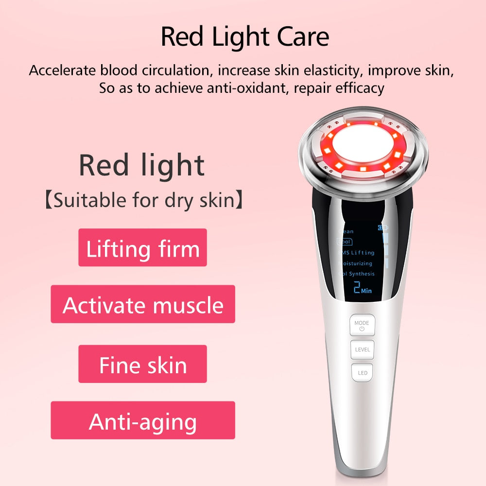 7in1 RF&amp;EMS Radio Mesotherapy Electroporation lifting Beauty LED Photon Face Skin Rejuvenation Remover Wrinkle Radio Frequency - kmtell.com