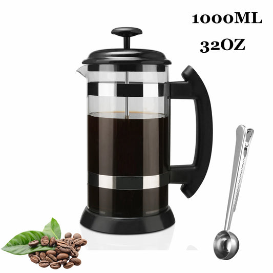 1000ML/ 600ML French Press Coffee Maker High Borosilicate Glass House Coffee Brewer Milk Foam Frother Barista Tea Maker