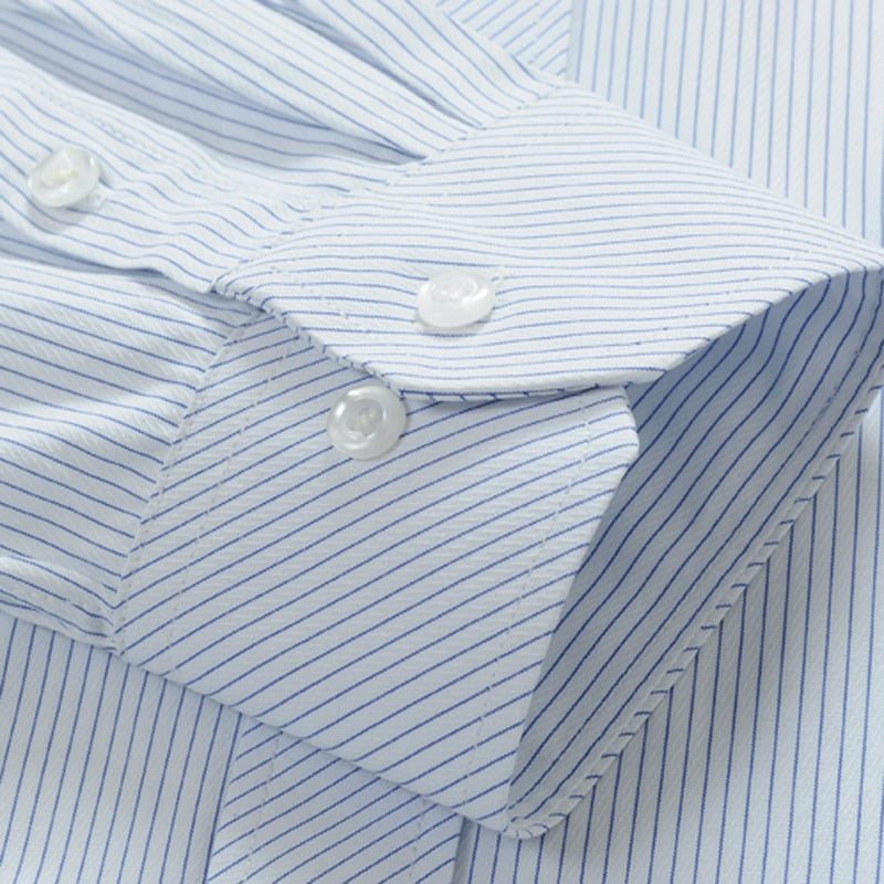 7XL 8XL 9XL 10XL 12XL 14XL Classic Striped Men's Loose Long Sleeve Shirt 2020 Autumn Brand Clothing Business Casual Shirt blue - kmtell.com