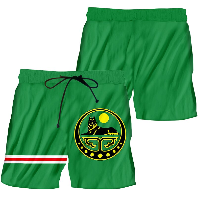 LCFA Green Chechnya Independent Republic National Flag 2-piece Summer Casual Men T-shirt And Shorts Suit Custom Short-sleeved