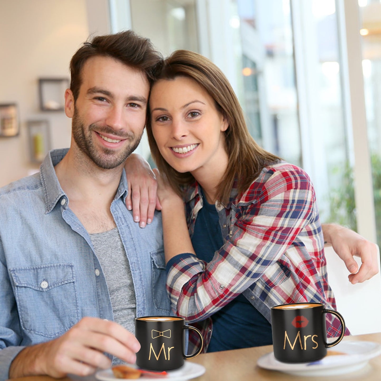 Mr and Mrs Coffee Mugs Creative Couples Black Ceramic Cups Wedding Gifts for Newlyweds Cup Set Perfect Gift-Set for Engagement - kmtell.com