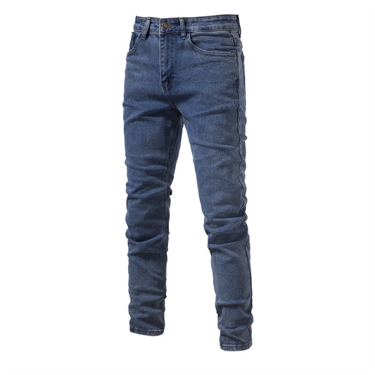 Men's Personalized Denim Washed Micro-elastic Straight-leg Trousers - kmtell.com