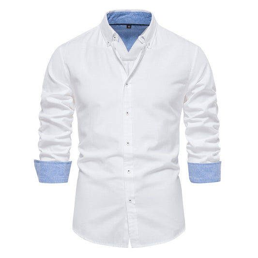 Men's Fashion Casual All-matching Solid Color Long-sleeved Top - kmtell.com