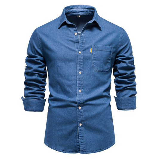 Men's Fashion Casual Denim Non-ironing Shirt - kmtell.com