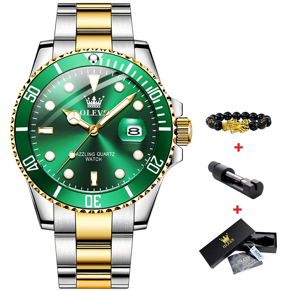 OLEVS Genuine Quartz Watch for Men Stainles Steel Waterproof Sport Watch Auto Date Clock Wristwatch Luxury Relogio Masculino5885 - kmtell.com