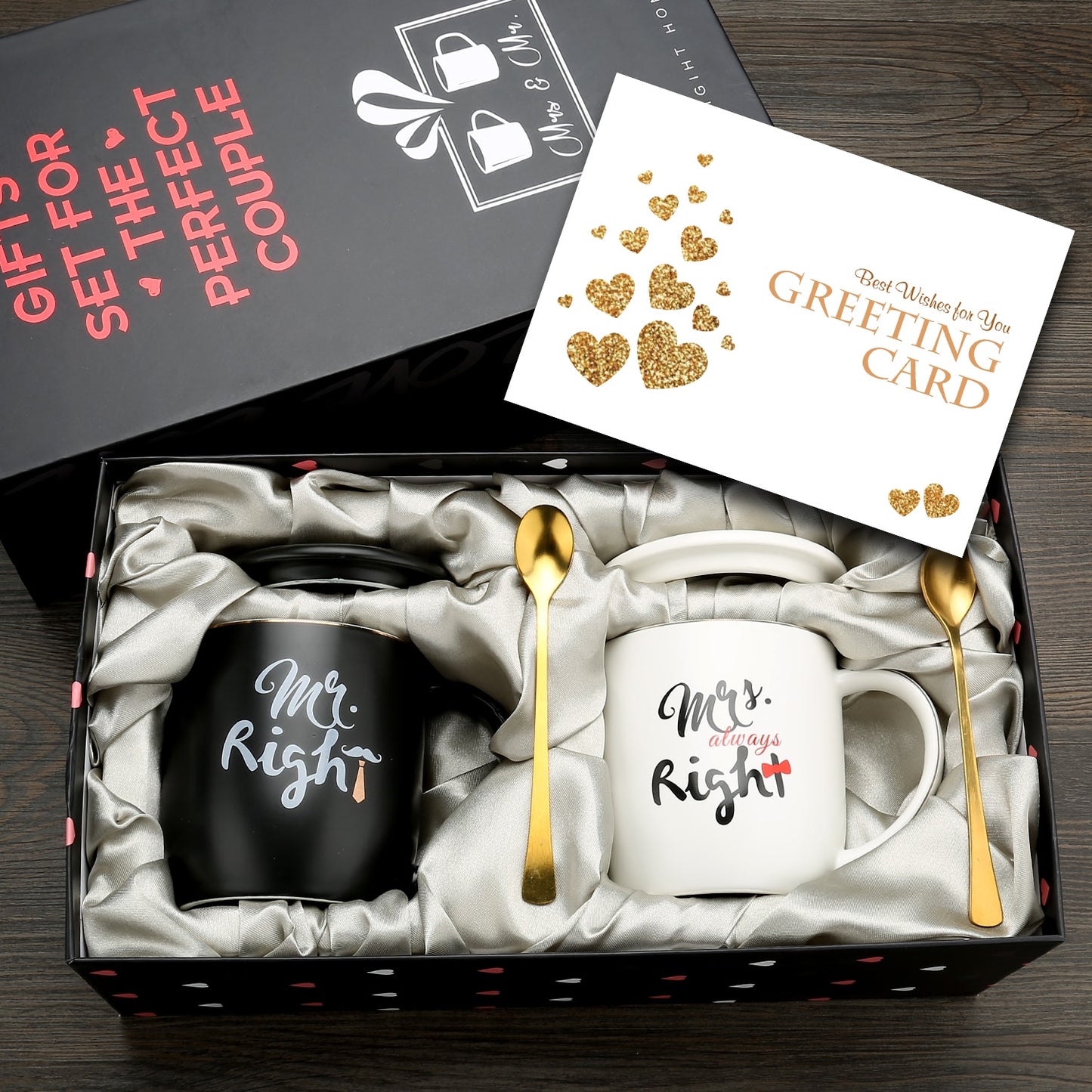Mr and Mrs Coffee Mugs Creative Couples Black Ceramic Cups Wedding Gifts for Newlyweds Cup Set Perfect Gift-Set for Engagement - kmtell.com