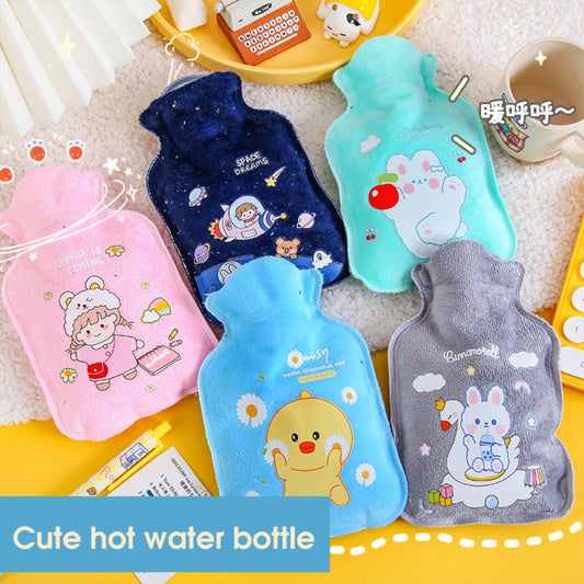 Cute Hand Warmer Hot Water Bag Heat Warm Cartoon Hot Water Bottle Water Filling Keeping Coldproof Small Soft Reusable