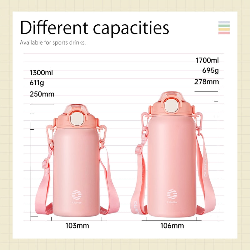 FEIJIAN Thermo Bottle Large Capacity With Straw Stainless Steel Thermal Water Bottle Cold and Hot Thermos Cup Vacuum Flask Gym