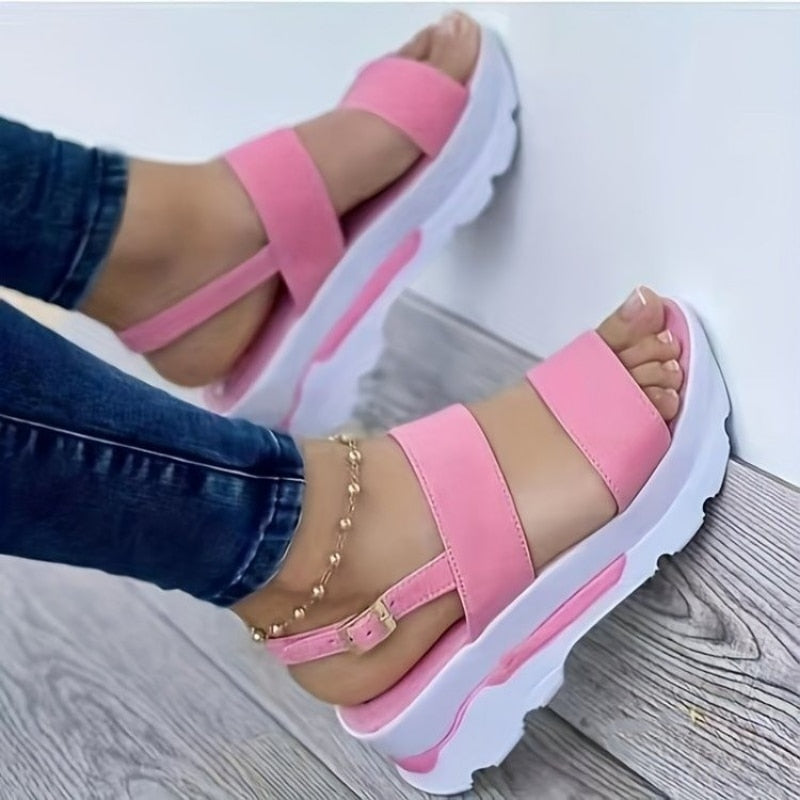Women Comfortable Outdoor Sandals Casual Plus Size Slippers Round on Plus Size Wedge Shoes Sandalias Mujer - kmtell.com