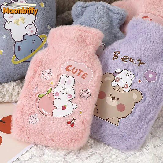 Hot Water Bag Thickened Explosion-Proof Plush Cartoon Large-Sized Warm Water Bag Botella De Agua Kawaii Water Bottle for Kids
