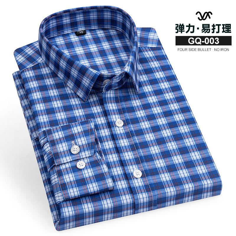 Men&#39;s Long Sleeve Shirts Casual Standard Fit Classic Model Easy Care Fashion Designer Formal Non-iron Plaid Business Dress Shirt - kmtell.com