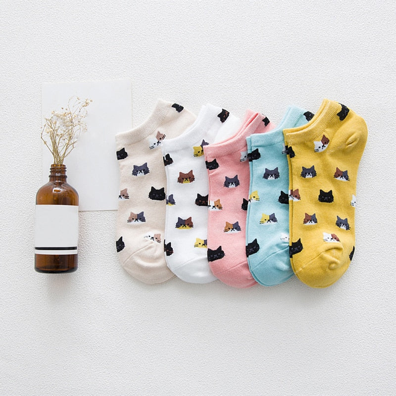 6 Pairs of Cute Cartoon Cotton Socks Fashion Spring Summer Soft Comfortable Harajuku Socks - kmtell.com