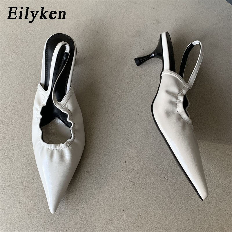 Eilyken 2023 Spring Pleated Women Pumps Shoes Fashion Soft Pointed Toe Ladies Elegant Sandals Zapatilla De Muje - kmtell.com