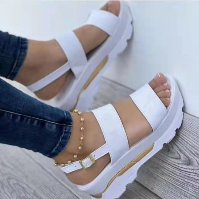 Women Comfortable Outdoor Sandals Casual Plus Size Slippers Round on Plus Size Wedge Shoes Sandalias Mujer - kmtell.com