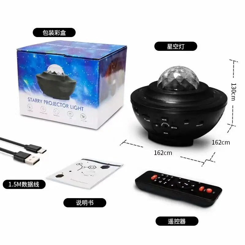 LED Star Projector Night Light Galaxy sound equipment Starry Night Lamp Ocean Wave Projector With Music Speaker Remote Contro