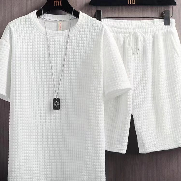 Summer Half Sleeves T-shirt Shorts New Two-piece Suit Casual Simple Men's Clothing - kmtell.com