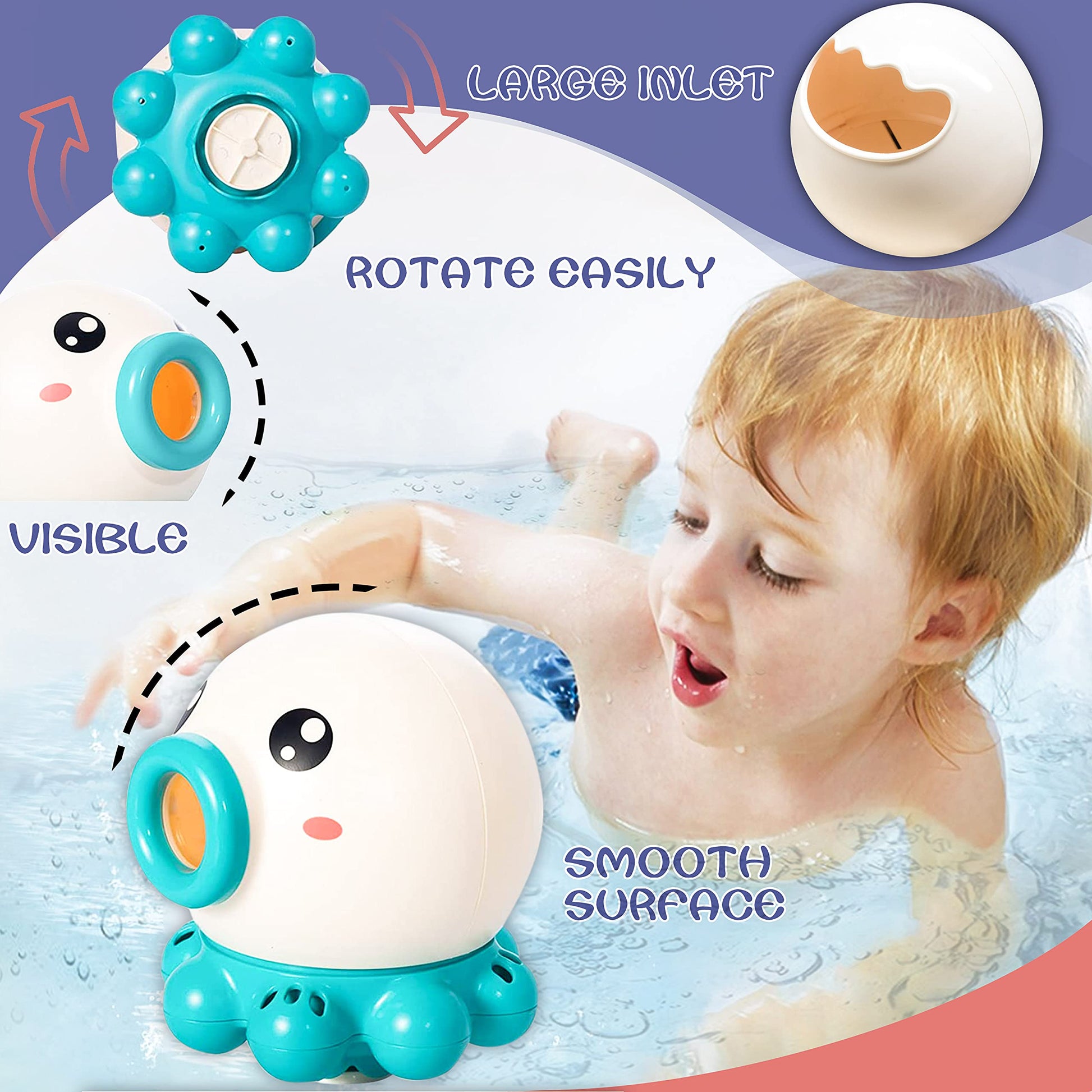 Octopus Fountain Bath Toy Water Jet Rotating Shower Bathroom Toy Summer Water Toys Sprinkler Beach Toys Kids Water Toys - kmtell.com