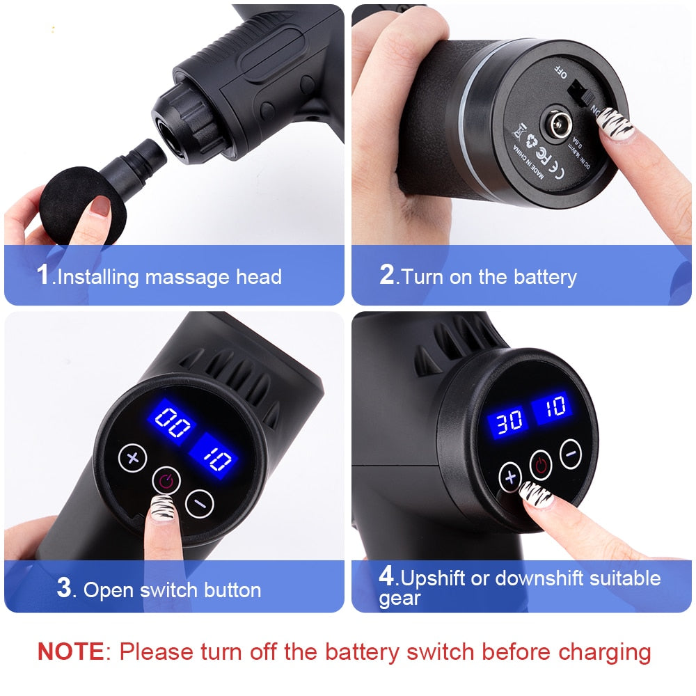 High frequency Massage Gun Muscle Relax Body Relaxation Electric Massager with Portable Bag Therapy Gun for fitness - KMTELL
