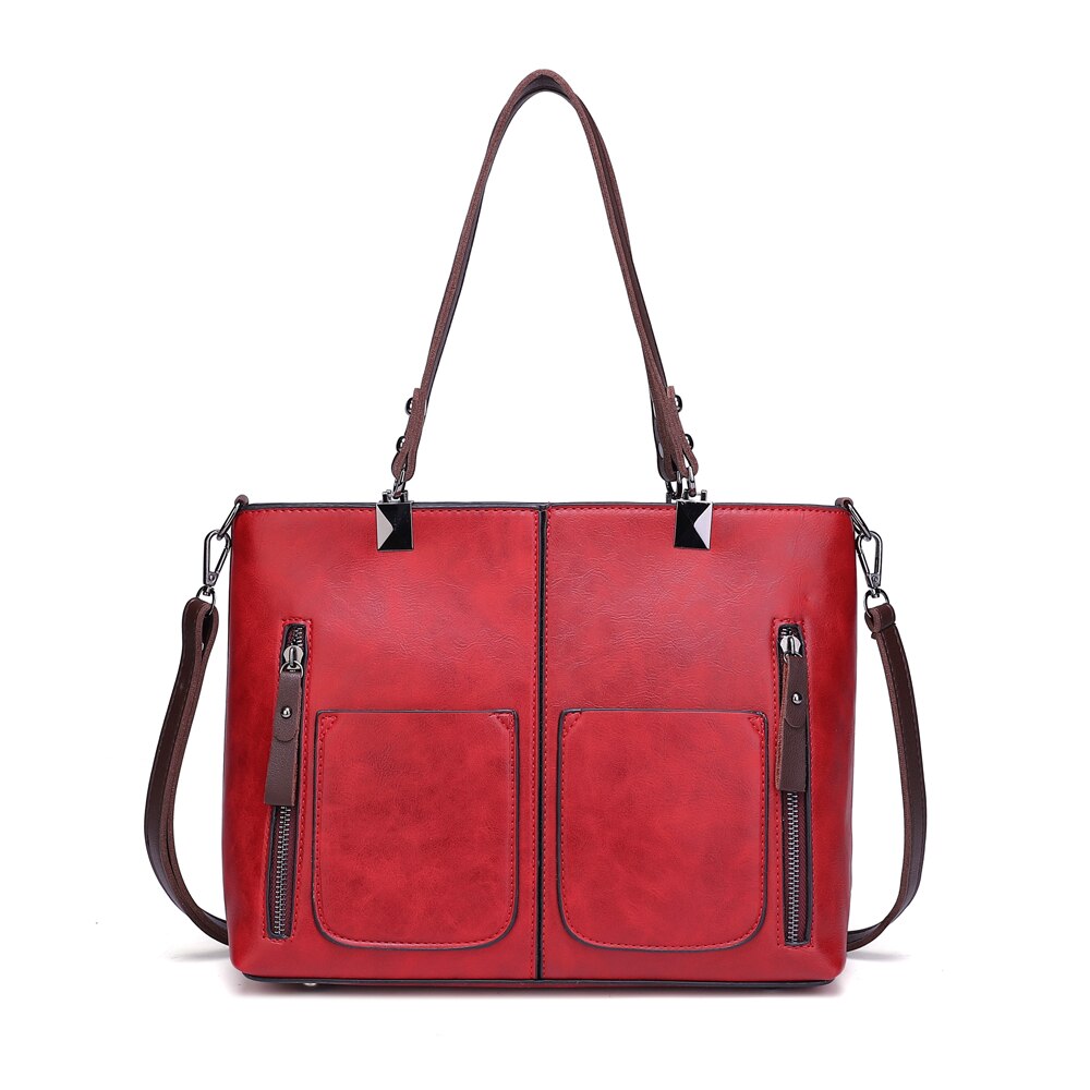 Retro PU Leather Women Shoulder Bag Female Causal Totes for Daily Shopping Handbag - kmtell.com