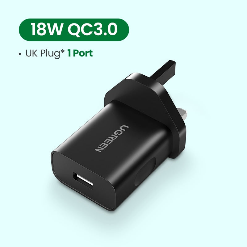 Ugreen USB Quick Charge 3.0 QC 18W USB Charger QC3.0 Fast Wall Charger Mobile Phone Charger for Samsung s10 Huawei Xiaomi iPhone - kmtell.com