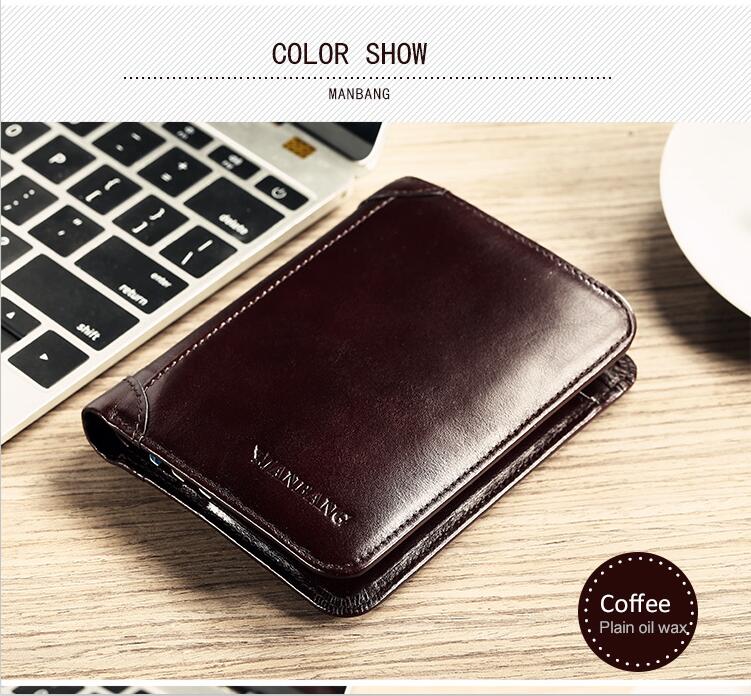 ManBang Classic Style Wallet Genuine Leather Men Wallets Short Male Purse Card Holder Wallet Men Fashion High Quality - kmtell.com