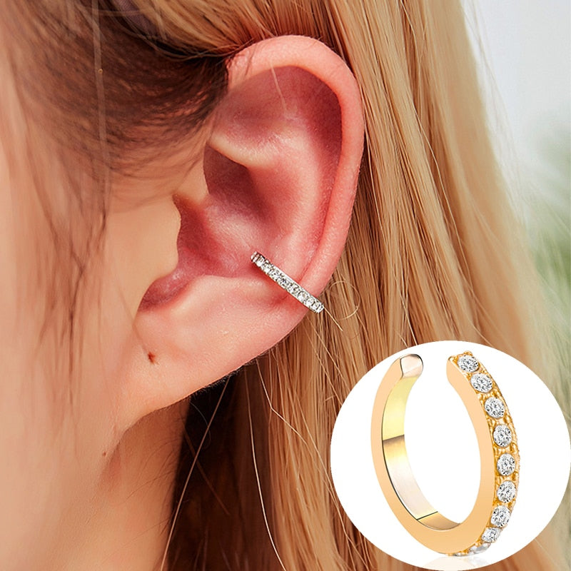Fashion Exquisite Rhinestone Decor Ear Cuff earring for Woman Ear 2021 Summer New Arrival Christmas Jewelry Gift - kmtell.com