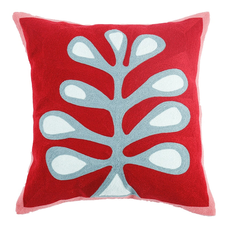 Floral Cushion Cover 45x45cm Embroidery Pillow Cover Soft Cozy Home Decoration for living room Kids Room Color Block - kmtell.com