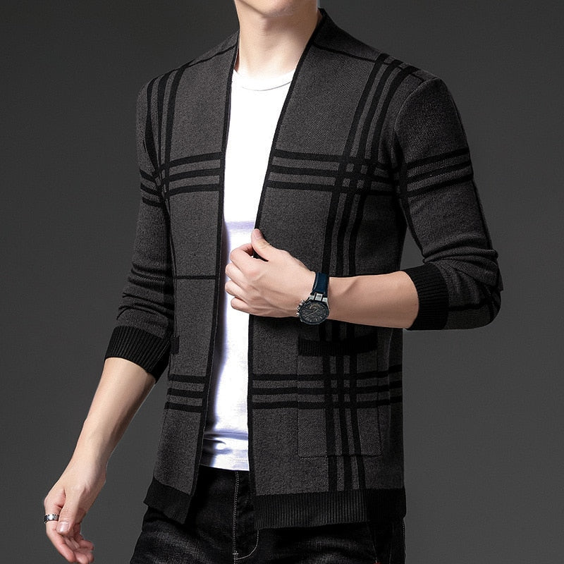New Autum Winter Designer Brand Luxury Fashion Knit Cardigans Sweater Korean Style Men Casual Trendy Coats Jacket Men Clothes - kmtell.com