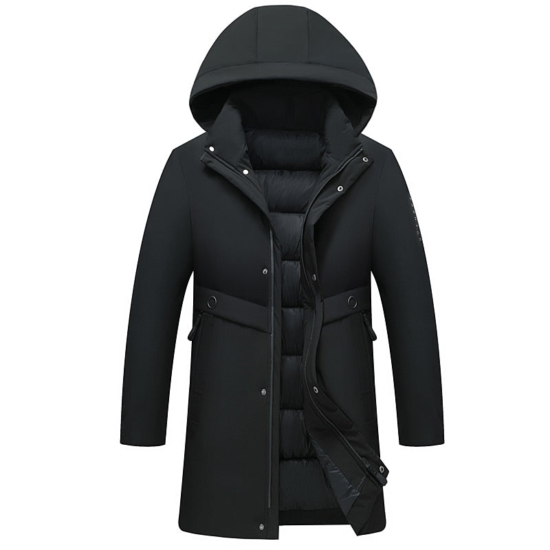 Top Quality Padded Brand Casual Fashion Thick Warm Men Long Parka Winter Jacket With Hood Windbreaker Coats Mens Clothing 2022 - kmtell.com