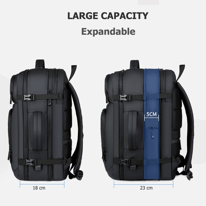 CROSSTEN 40L Large Capacity Expandable Backpacks USB Charging 17 inch Laptop Bags Waterproof Multifunctional Business Travel Bag - kmtell.com