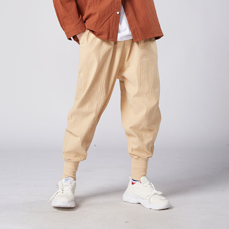 MrGB 2022 Chinese Style Men Cotton Linen Harem Pants Streetwear Man Casual Joggers Harajuku Elastic Waist Male Oversized Trouser - KMTELL