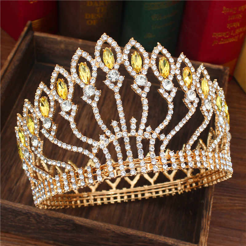 Crystal Queen Wedding Tiara Crown Bridal Pageant Hair Ornaments Baroque Diadem Headpiece Women Bride Head Jewelry Accessories - kmtell.com