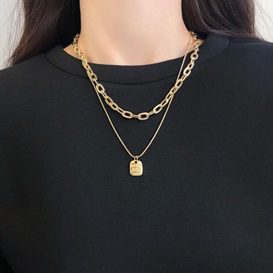 Vintage Multi-layer Coin Chain Choker Necklace For Women Gold Color Punk Fashion Portrait Chunky Chains Necklaces Jewelry Gifts - kmtell.com