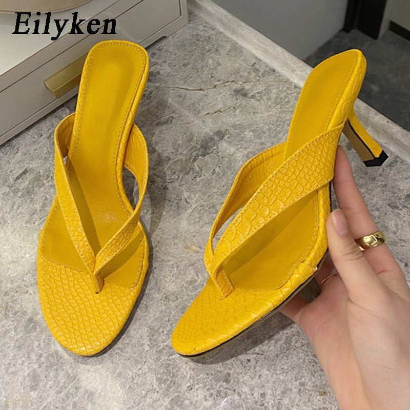 Eilyken 2023 New Brand Slipper Women Summer Outdoor Sandal Slip On Flip Flop Ladies Thin High Heels Slides Elegant Shoes - kmtell.com