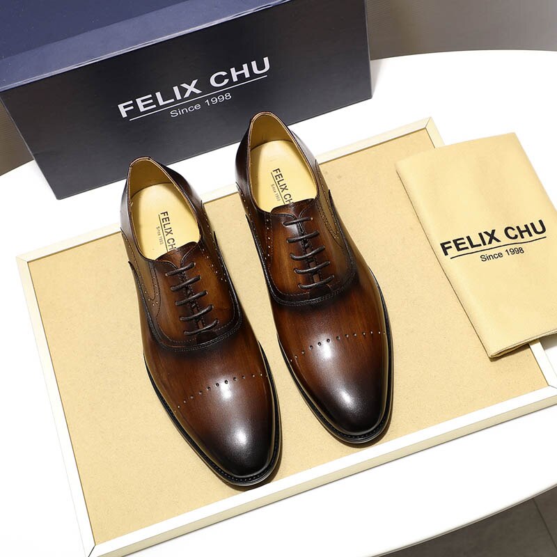 Luxury Mens Brogue Oxford Shoes Genuine Leather Dress Shoes Lace-Up Black Brown Green Wedding Party Men Business Formal Shoes - kmtell.com