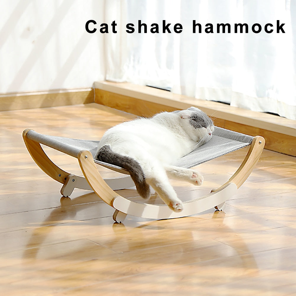 Comfortable Sunny Cat Hammock Removable Bed Lounger Solid Wood Durable Strong Wood Frame Bed Small Dogs Sofa Mat Pet Cat Bed For - KMTELL