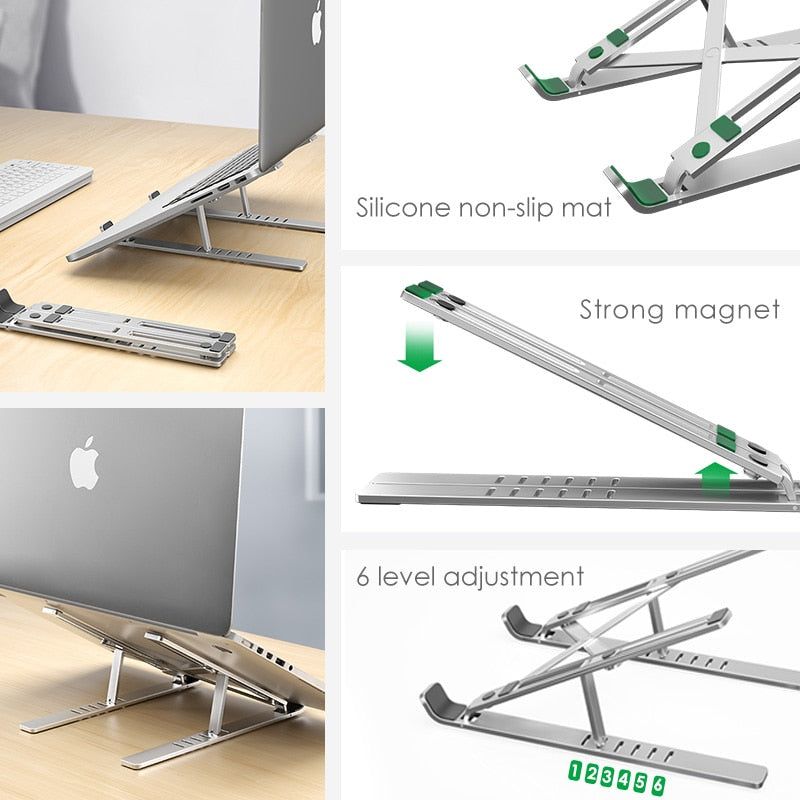 LICHEERS Laptop Stand for MacBook Pro Notebook Stand Foldable Aluminium Alloy Tablet Stand Bracket Metal Holder for Notebook - kmtell.com