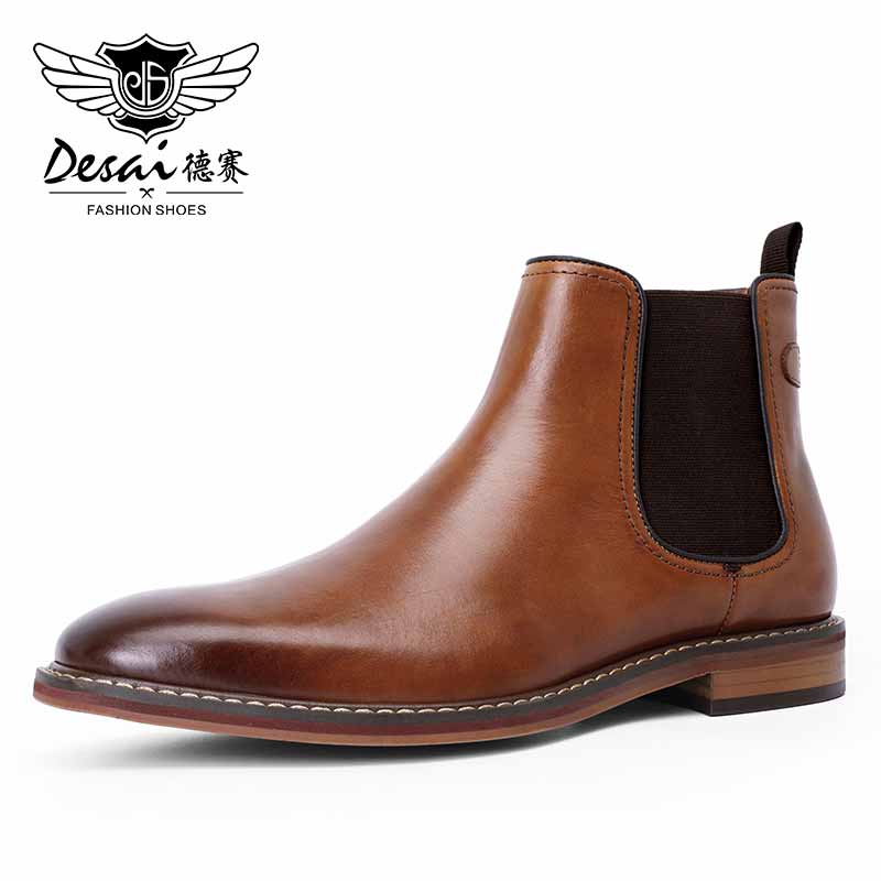 Desai Brand New Men&#39;s Chelsea Boots Genuine Calf Leather Bottom Outsole Calf Leather Upper Leather Inner Handmade Boot Shoes - kmtell.com