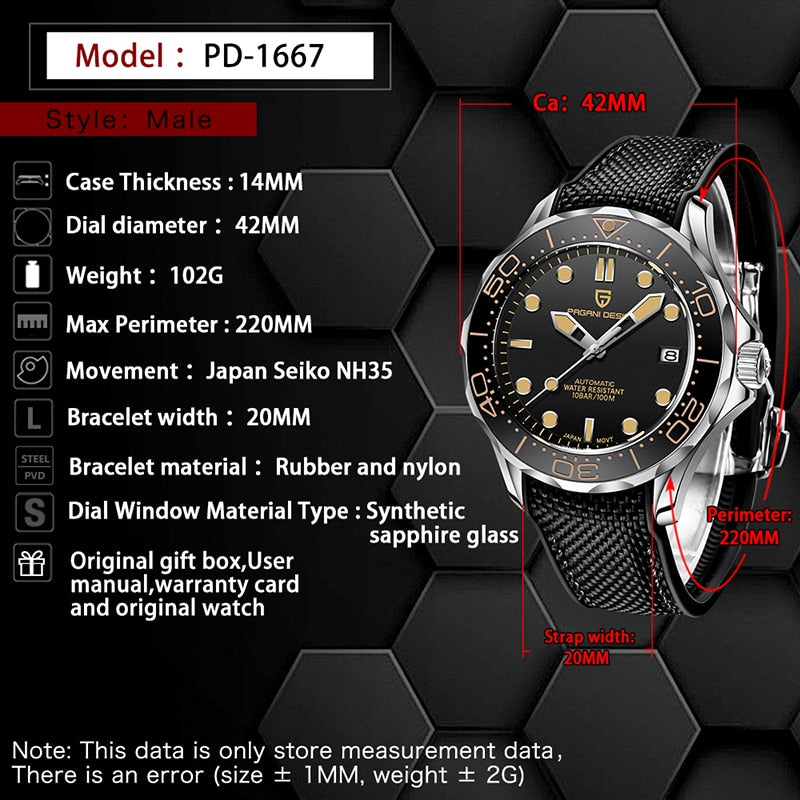 PAGANI DESIGN New Fashion Brand Silicone Men&#39;s Automatic Watches Top 007 Commander Men Mechanical Wristwatch Japan NH35A Watches - kmtell.com