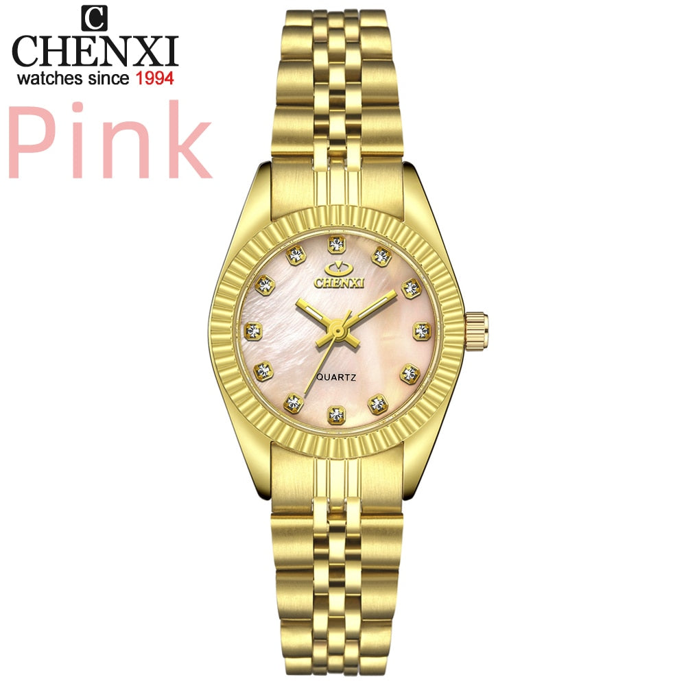 CHENXI Brand Top Luxury Ladies Gold Watch Women Golden Clock Female Women Dress Rhinestone Quartz Waterproof Watches Feminine - kmtell.com