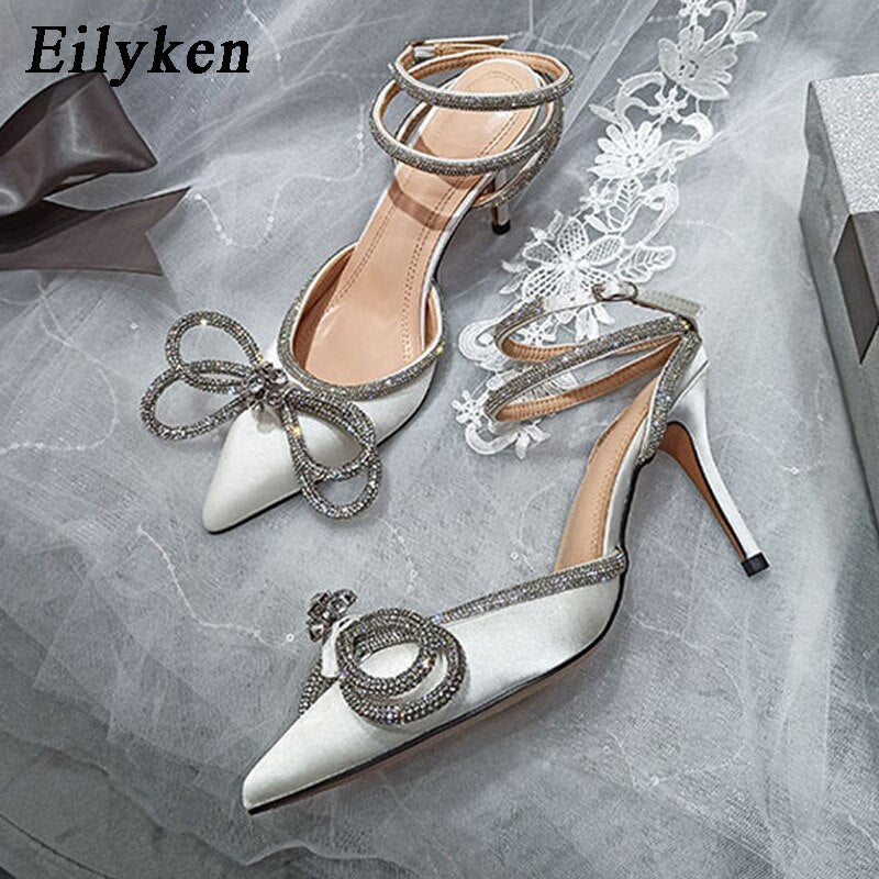 Eilyken New Arrival Women Summer Style PVC Transparent Pumps String Beadbowknot Lady High Heels Party Prom Shoes - kmtell.com