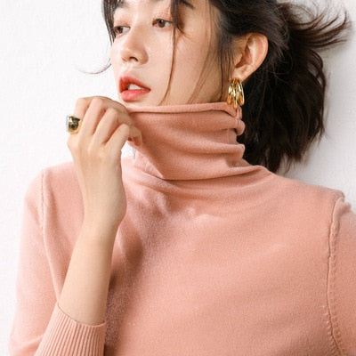 Autumn Winter Sweater Turtleneck Slim Fit Basic Pullovers 2022 Fashion Korean Knit Tops Bottoming Womens Sweater Stretch Jumpers - kmtell.com