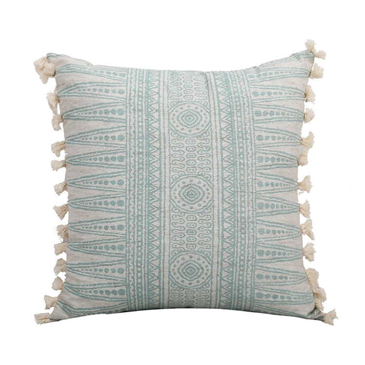 Vintage Pillow Cover 45x45cm/30x50cm Green Cushion Cover Cotton Linen With Tassles for home decoration Living Room Retro - kmtell.com