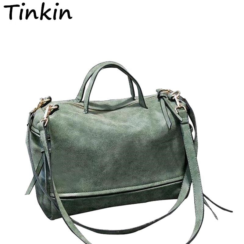 Tinkin Winter-Style Large Women&#39;s Frosted Handbag Vintage Women Messenger Bag Moto Bag Fashion Shoulder Bag Lady Crossbody Bag - kmtell.com