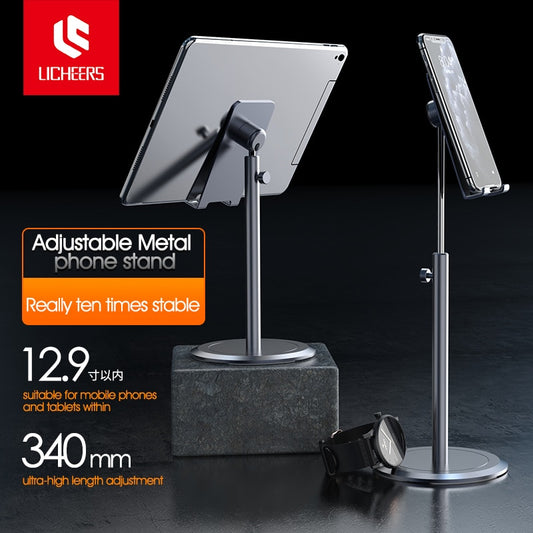 LICHEERS Phone Stand for iPhone 12 Pro 11 Xiaomi Alloy Aluminum Phone Holder Tablets Stand Cell Phone Holder for Huawei Samsung - kmtell.com