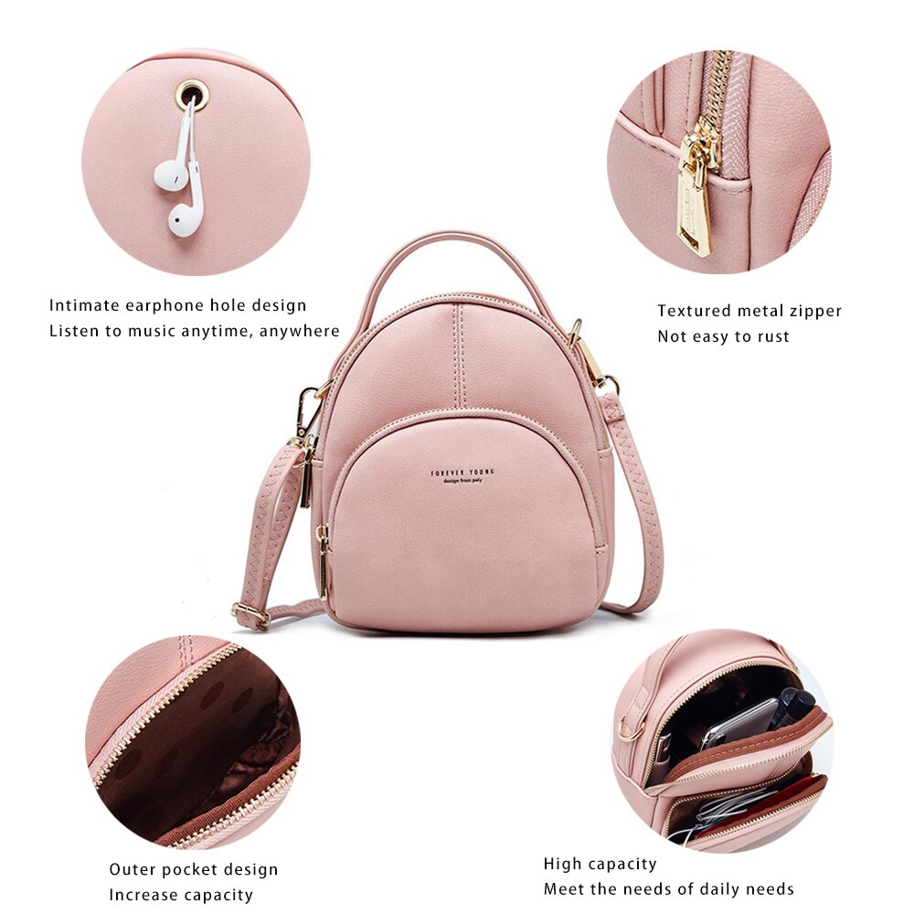 Small Fashion Women Backpack Multifunction Two-use Shoulder Bag Soft Candy Female Bags - kmtell.com