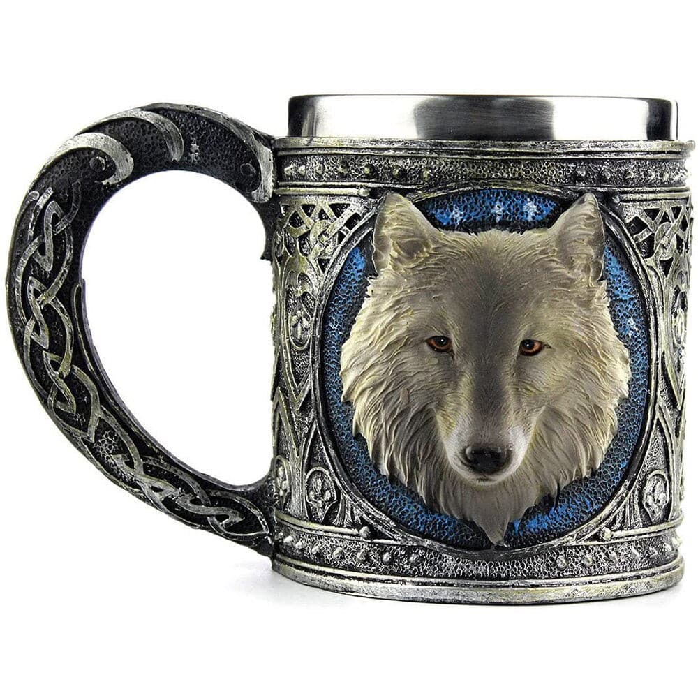 Stainless Steel Wolf Mug Creative Resin 3D Wolf Coffee Cup Medieval Beer Goblet Drinkware Mugs Creative Personalized Gifts - KMTELL